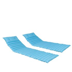 2PCS Set Outdoor Lounge Chair Cushion Replacement Patio Funiture Seat Cushion Chaise Lounge Cushion- (Option: Blue Solid)